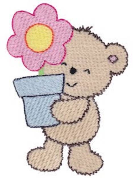 Picture of Cuddle Bear And Flower Pot Machine Embroidery Design