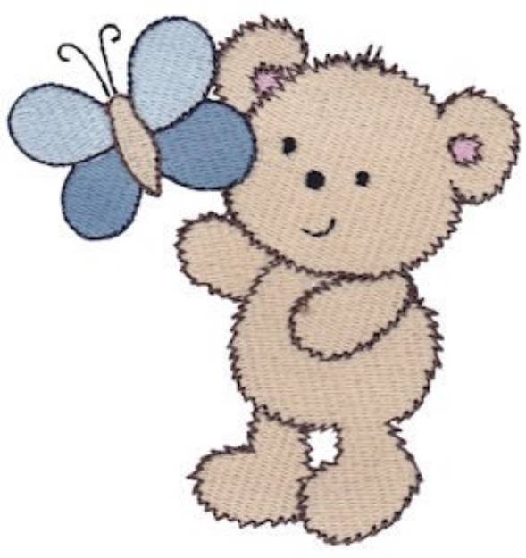 Picture of Cuddle Bear And Butterfly Machine Embroidery Design