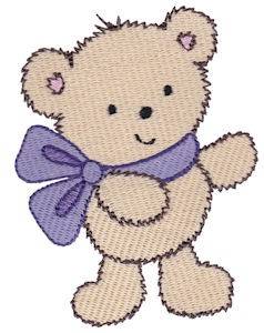 Picture of Cuddle Bear Wearing Bow Machine Embroidery Design