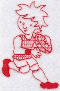Picture of Sporty Boys Redwork Too Football Machine Embroidery Design