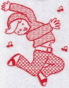 Picture of Sporty Boys Redwork Too Dancer Machine Embroidery Design