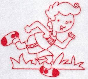 Picture of Sporty Boys Redwork Too Cross Country Machine Embroidery Design