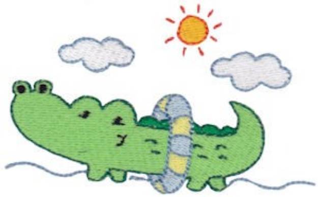 Picture of Summer Alligator Machine Embroidery Design