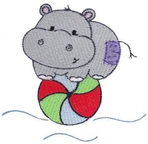 Picture of Summer Hippo Machine Embroidery Design