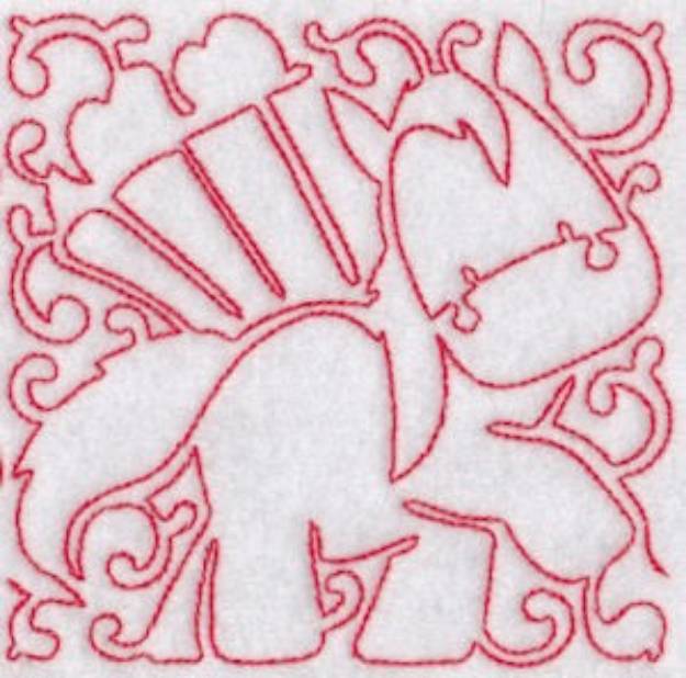 Picture of Quilt Redwork Horse Machine Embroidery Design