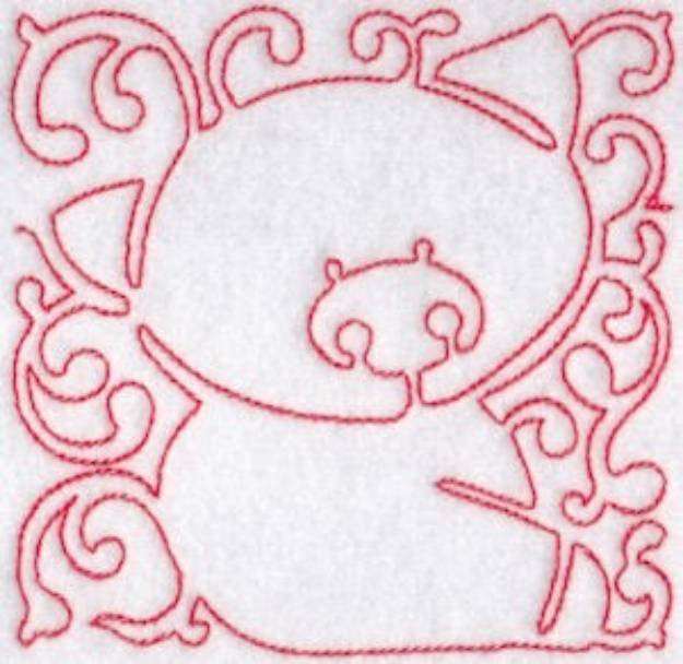 Picture of Quilt Redwork Pig Machine Embroidery Design