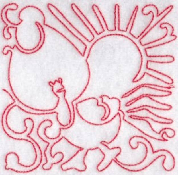 Picture of Quitl Redwork Chicken Machine Embroidery Design