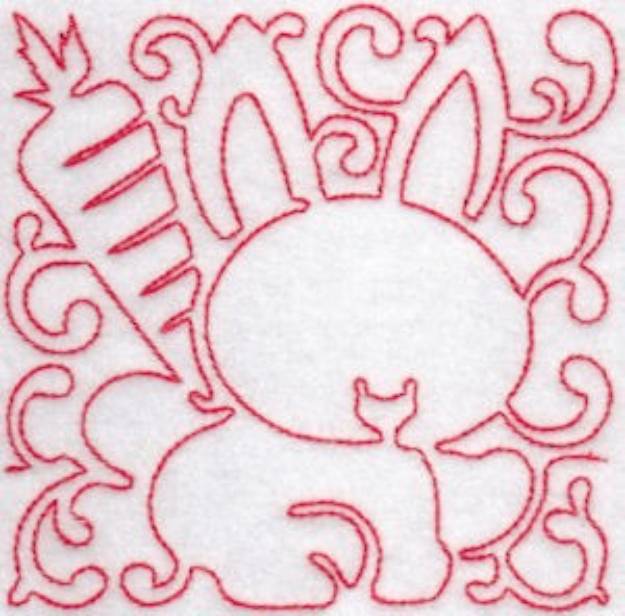 Picture of Quilt Redwork Bunny Machine Embroidery Design