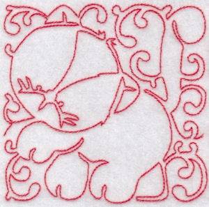 Picture of Quilt Redwork Cat Machine Embroidery Design