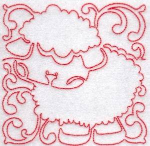 Picture of Quilt Redwork Sheep Machine Embroidery Design