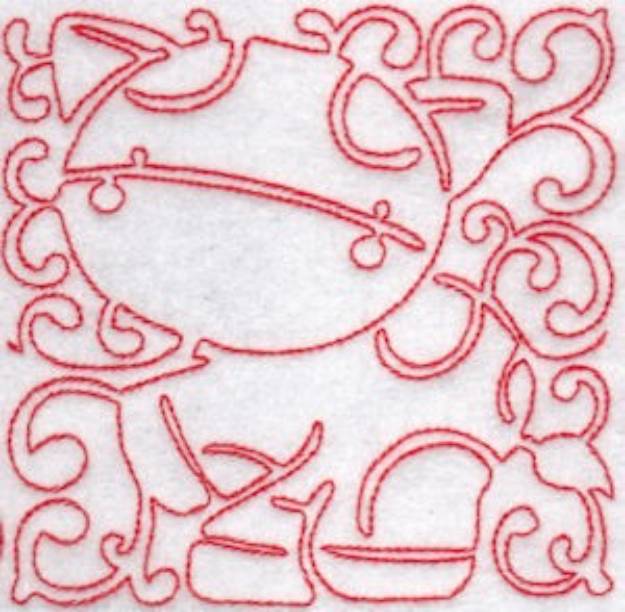 Picture of Quilt Redwork Cow Machine Embroidery Design