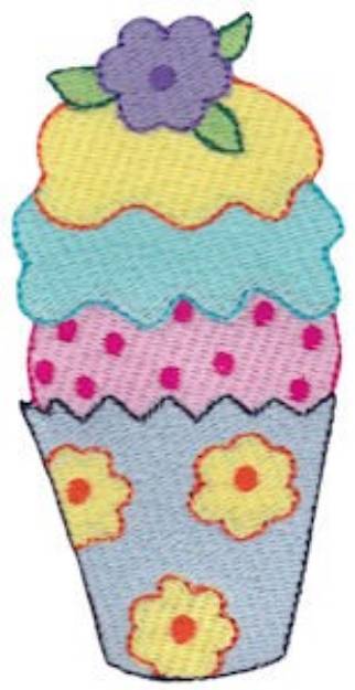 Picture of Floral Cupcake Machine Embroidery Design