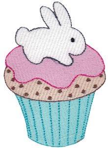 Picture of Bunny Cupcake Machine Embroidery Design
