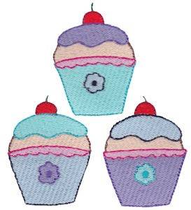 Picture of Cherry Cupcakes Machine Embroidery Design