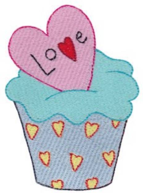 Picture of Love Cupcake Machine Embroidery Design
