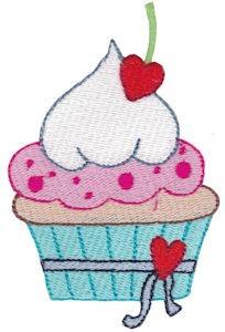 Picture of Cupcake Cherry Machine Embroidery Design