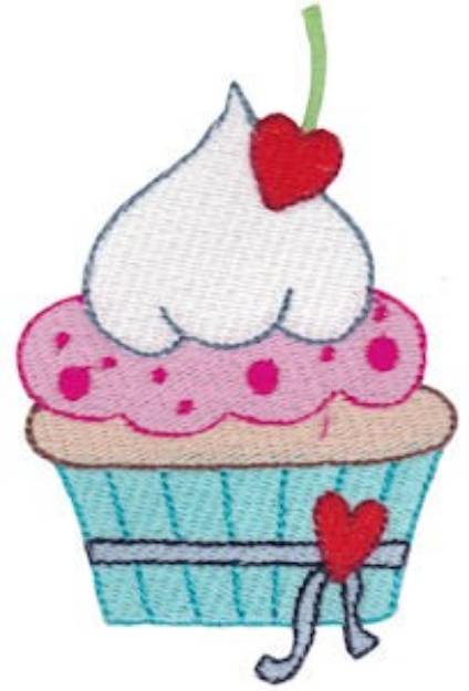 Picture of Cupcake Cherry Machine Embroidery Design