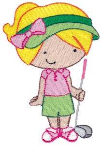 Picture of Young Girl Golfer Machine Embroidery Design