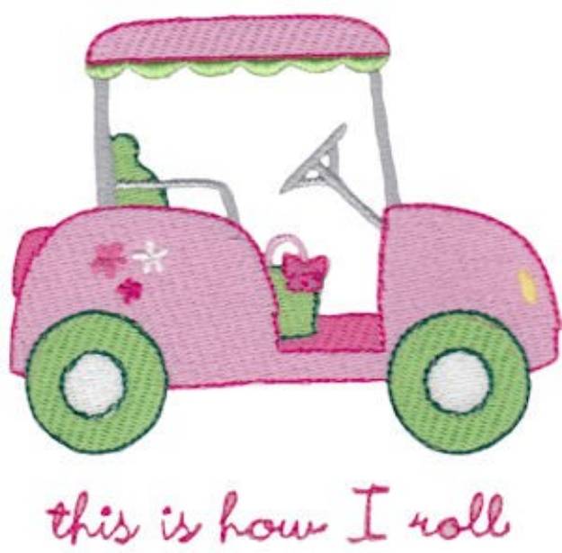 Picture of Pink Golf Cart Machine Embroidery Design