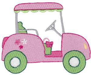 Picture of Pink Golf Cart Machine Embroidery Design
