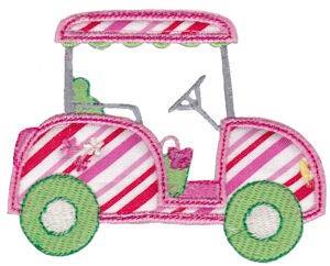 Picture of Pink Applique Golf Cart Machine Embroidery Design
