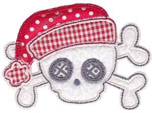 Picture of Christmas Skull Applique Machine Embroidery Design