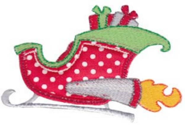 Picture of Christmas Sleigh Applique Machine Embroidery Design