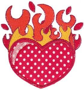 Picture of Flaming Heart Applique Machine Embroidery Design