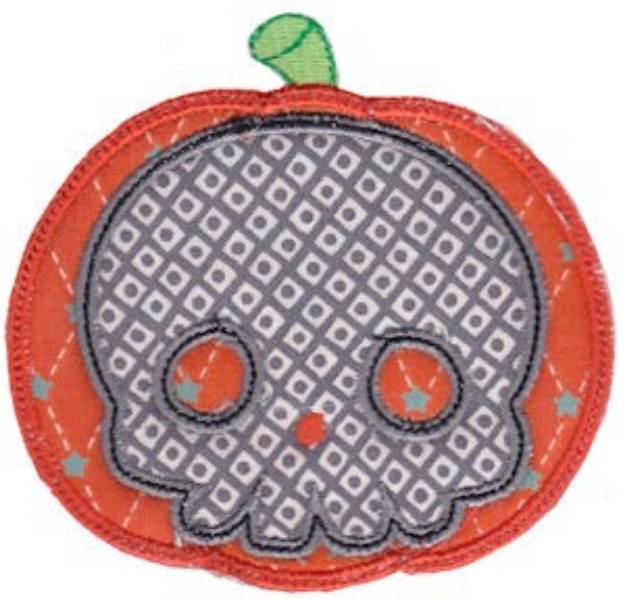 Picture of Skull & Pumpkin Applique Machine Embroidery Design