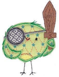 Picture of Halloween Pirate Bird Applique Machine Embroidery Design