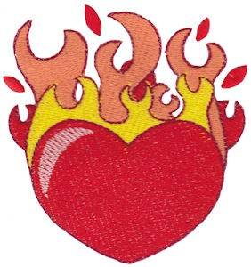 Picture of Mini Flaming Heart Machine Embroidery Design