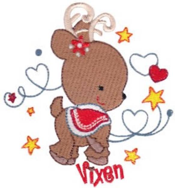 Picture of Mini Christmas Vixen Reindeer Machine Embroidery Design