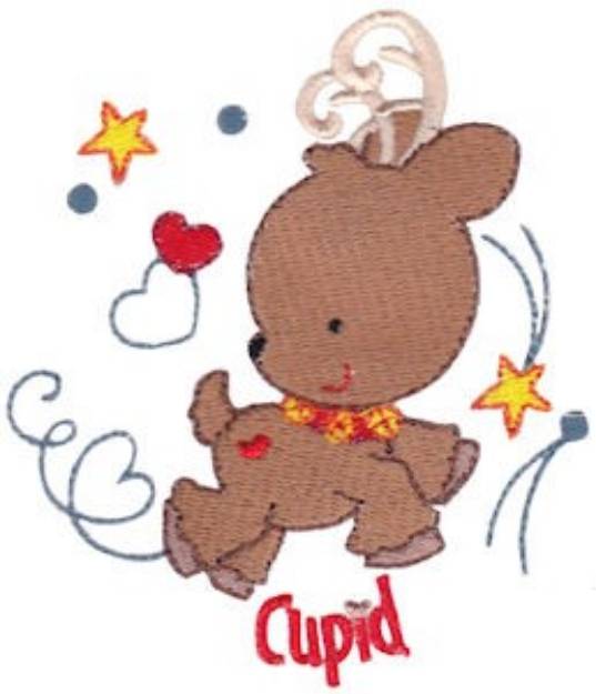 Picture of Mini Christmas Cupid Reindeer Machine Embroidery Design