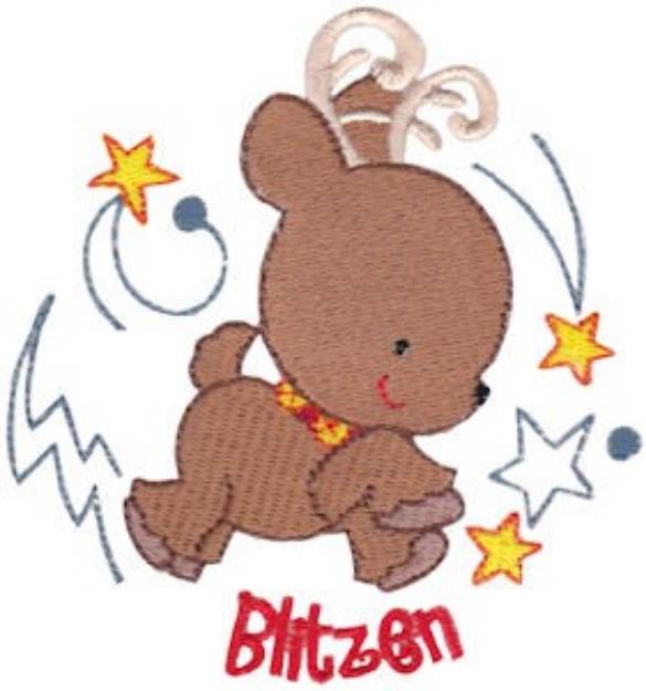 Picture of Mini Christmas Blitzen Reindeer Machine Embroidery Design