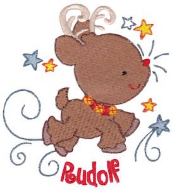 Picture of Mini Christmas Rudolf Reindeer Machine Embroidery Design