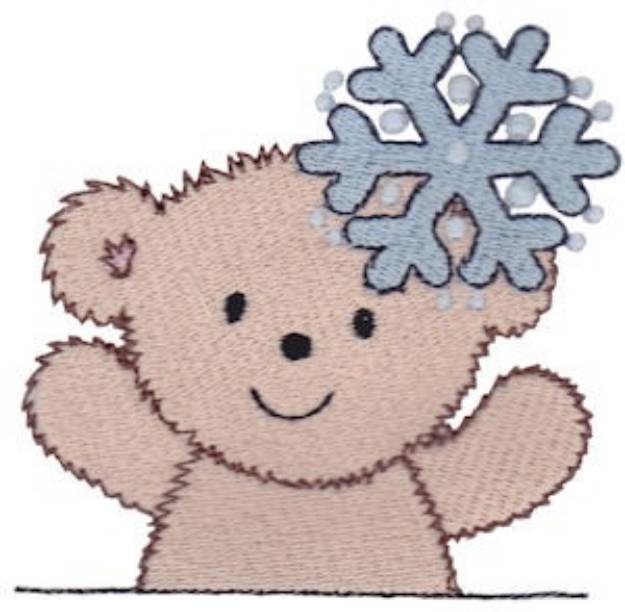 Picture of Teddy Bear & Snowflake Machine Embroidery Design