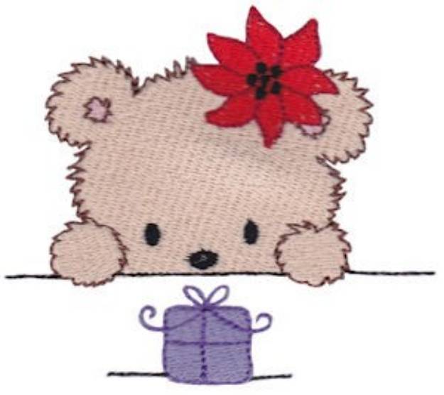 Picture of Teddy Bear & Poinsettia Machine Embroidery Design