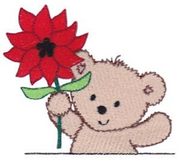 Picture of Teddy Bear & Poinsettia Machine Embroidery Design