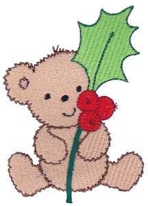 Picture of Teddy Bear & Holly Machine Embroidery Design