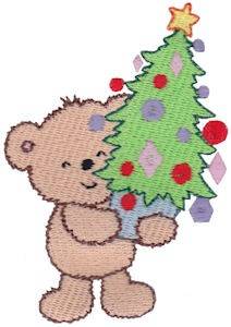 Picture of Teddy Bear & Christmas Tree Machine Embroidery Design