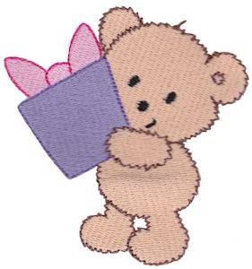 Picture of Teddy Bear & Present Machine Embroidery Design