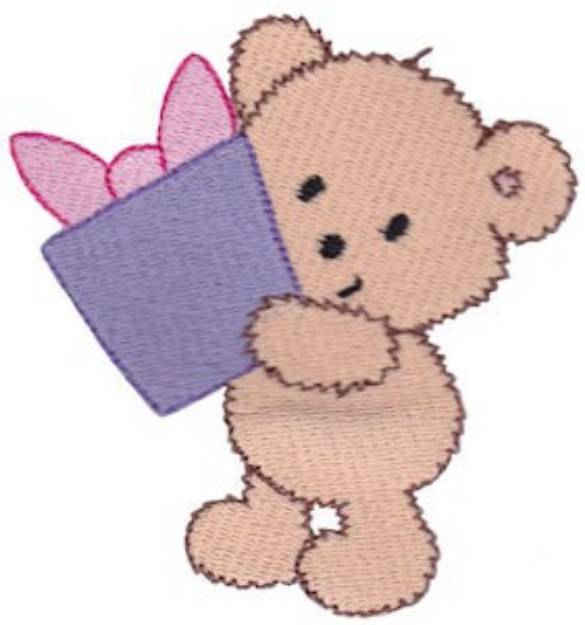 Picture of Teddy Bear & Present Machine Embroidery Design