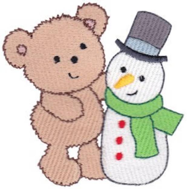 Picture of Teddy Bear & Snowman Machine Embroidery Design
