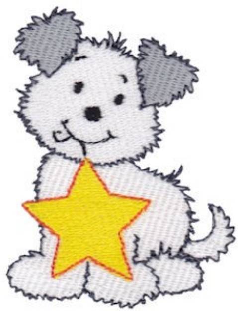 Picture of Christmas Puppy & Star Machine Embroidery Design