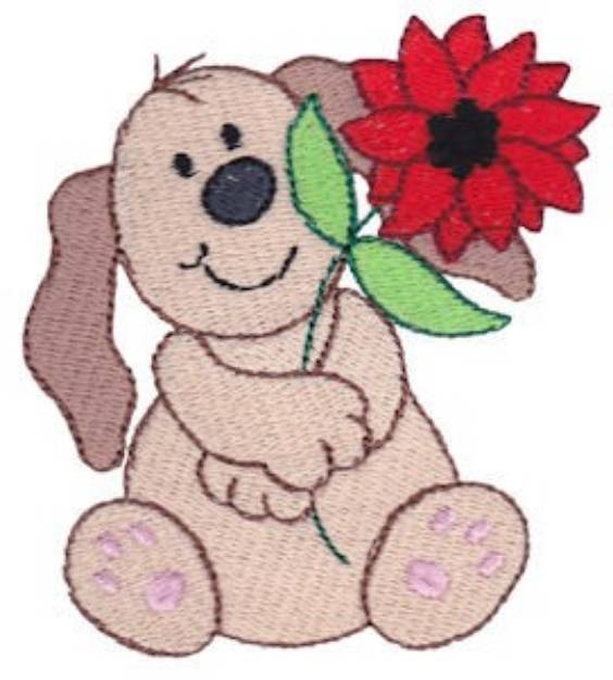 Picture of Christmas Puppy & Poinsettia Machine Embroidery Design