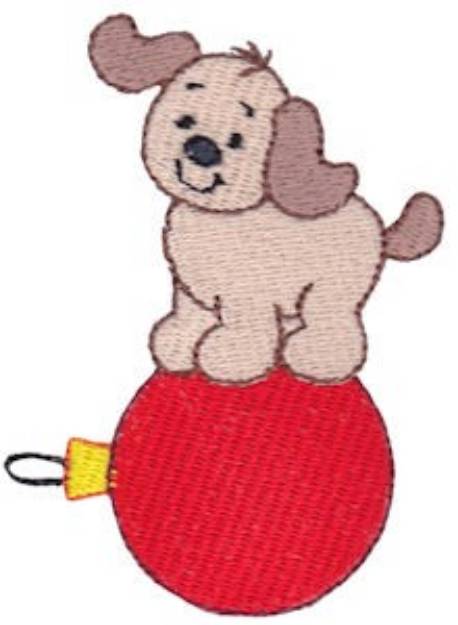 Picture of Christmas Puppy & Ornament Machine Embroidery Design