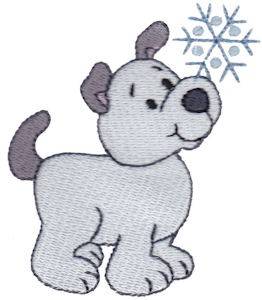 Picture of Christmas Puppy & Snowflake Machine Embroidery Design