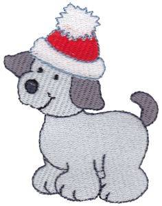 Picture of Christmas Puppy & Santa Hat Machine Embroidery Design