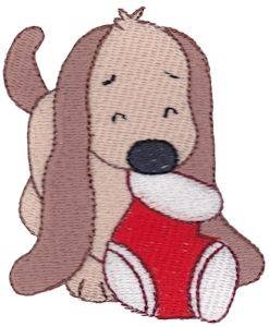 Picture of Christmas Puppy & Stocking Machine Embroidery Design