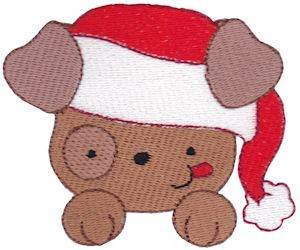 Picture of Santa Hat Dog Machine Embroidery Design